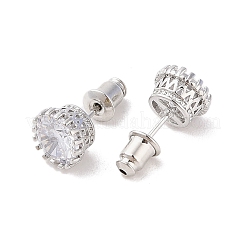 Boucles d'oreilles à tige en laiton plaqué or avec pavé de zircones cubiques&nbsp;X-EJEW-I304-02P-02