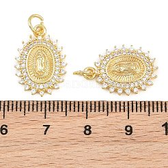 Ciondoli religiosi in ottone micro pavé con zirconi cubici trasparenti&nbsp;CU-CBA9482-01G-02
