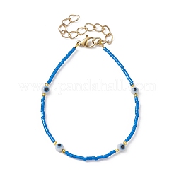 Bracelet en perles de verre et lampwork contre le mauvais œil avec fermoirs en acier inoxydable 304 plaqué or 18 carat&nbsp;BJEW-JB09998