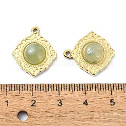 Подвески в виде ромбов из натурального зеленого авантюрина&nbsp;STAS-L022-339G-02