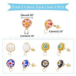 10 пара двухцветных сережек-гвоздиков и гаек ручной работы в технике миллефиори-лэмпворк&nbsp;EJEW-UN0001-55