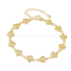 Messing-Gliederkettenarmbänder mit Mikropflaster und klarem Zirkonia für Damen&nbsp;BJEW-A090-09F-G