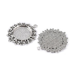 Tibetischer Stil Legierung flache runde Anhänger Fassungen&nbsp;X-TIBEP-S238-AS-NR