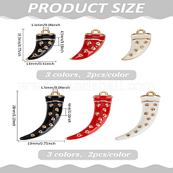 12 pièces 6 styles pendentifs en émail en alliage de placage de rack&nbsp;ENAM-LP0001-48A