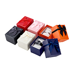 6 комплект из 6-х цветных бумажных футляров для хранения ювелирных изделий с бантом из ленты и подушечкой внутри для часов и браслетов&nbsp;CON-PH0003-23