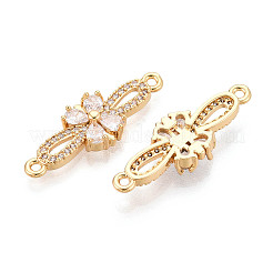 Латунные подвески-звенья/соединители с прозрачными кубическими циркониями&nbsp;KK-T077-66G