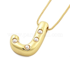 Colliers à chaîne en forme de boîte avec pendentif en forme de lettre en laiton et en plastique pour femmes&nbsp;NJEW-U017-01G-10