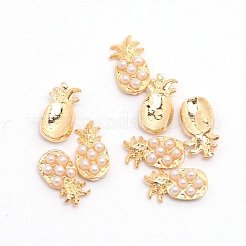 (vendita di liquidazione) cabochon in lega con perline in plastica imitazione di perle&nbsp;MRMJ-WH0067-35LG