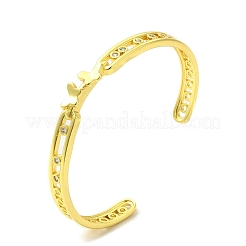 Прозрачный кубический цирконий бабочка открытый браслет-манжета&nbsp;BJEW-A136-03G