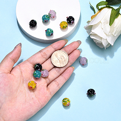 12 шт. 4-х цветные бусин-лэмпворк ручной работы с выпуклыми бусинами&nbsp;LAMP-YW0001-36