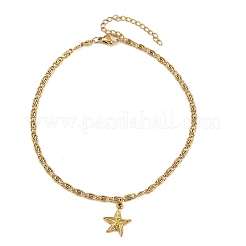 Летние пляжные браслеты на ногу из нержавеющей стали 304 с подвесками в виде морской звезды&nbsp;LS-AJEW-F068-01G