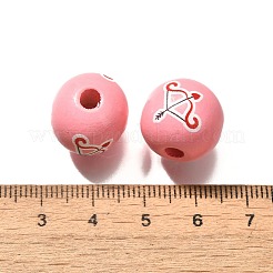 Perles en bois imprimées avec éléments de la Saint-Valentin&nbsp;WOOD-R002-01-28