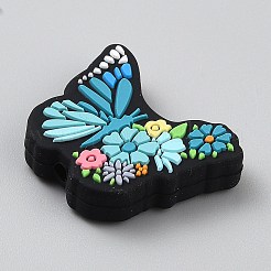 Farfalla con fiore perline in silicone ecologiche per uso alimentare&nbsp;SIL-CJC0012-07D