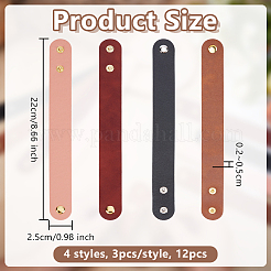 12 шт. 4 стильных регулируемых кожаных шнура-браслета&nbsp;BJEW-OC0001-26