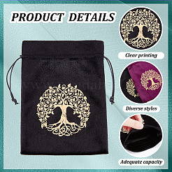 2шт 2-х цветные бархатные упаковочные мешочки с узором «дерево жизни»&nbsp;TP-CN0001-17
