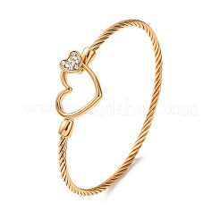 Bracciali rigidi da donna in acciaio inossidabile 304 con cuori di cristallo e strass.&nbsp;SA-CBA2192-06G
