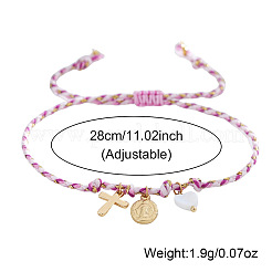 Pulseras religiosas con dijes de latón y conchas naturales&nbsp;KR4902-4