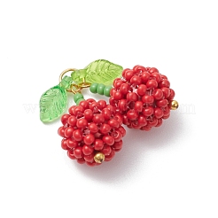 Подвески из стеклянных бусин и акриловых листьев ручной работы&nbsp;PALLOY-MZ00421