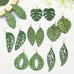 Boucles d'oreilles pendantes en bois pour femme&nbsp;WGE9009-01