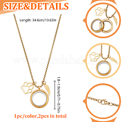 2 шт. 2-цветный сплав с отпечатком крыла и лапы и 304 нержавеющая сталь плоский круглый медальон ожерелье&nbsp;NJEW-DR00017