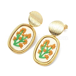 Pendientes colgantes de acero inoxidable 304 y bordados en tela&nbsp;EJEW-JE07298-03