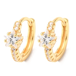 Серьги-кольца Star 925 из стерлингового серебра с микропаве из прозрачных кубических цирконий&nbsp;EJEW-K317-07G