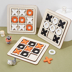 3 Satz Tic Tac Toe-Brettspiel aus Holz in 3 Farben&nbsp;AJEW-NB0005-35