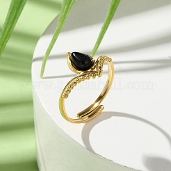 Кольца-слезинки из натурального родохрозита RJEW-Q004-02G