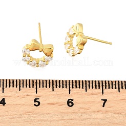 Серьги-гвоздики с бантом 925 из стерлингового серебра с микропаве из прозрачных кубических цирконий&nbsp;EJEW-S271-02G