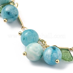 Set di 4 set di 4 perline di pietra naturale mista in stile 18 e braccialetti con ciondoli a foglia acrilica&nbsp;BJEW-TA00336