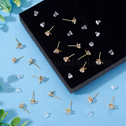 18 шт. 3 стиля латунных микропаве прозрачных кубических цирконий серьги-гвоздики фурнитура&nbsp;KK-TA0003-28