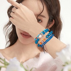 5 Stück 5 Stil Holz & Glas Samen & Acryl Perlen Stretch Armbänder Set mit Baseball&nbsp;JB709A