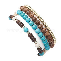 Ensemble de bracelets extensibles en perles synthétiques turquoise&nbsp;BJEW-JB10720