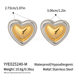 Двухцветные серьги-гвоздики в форме сердца из нержавеющей стали&nbsp;LM1234-2