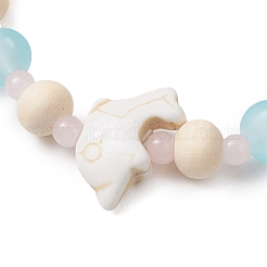 Bracelets extensibles en turquoise synthétique et perles de bois et de verre pour garçons et filles&nbsp;BJEW-JB11129-03