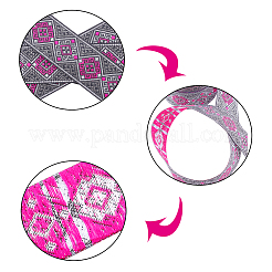 Ruban polyester brodé de style ethnique&nbsp;SRIB-WH0007-02A