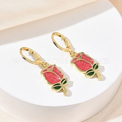 Valentinstag-Ohrringe aus Messing und Emaille für Damen&nbsp;EJEW-G464-01G-02