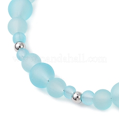 3шт 3-цветные матовые прозрачные стеклянные браслеты с бусинами для женщин&nbsp;BJEW-JB12136