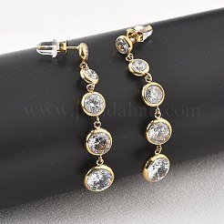 Серьги-гвоздики с кисточками из нержавеющей стали 304 с прозрачным кубическим цирконием&nbsp;EJEW-Z094-01C-G