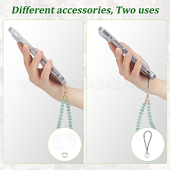 Chaînes de dragonne pour téléphone en aventurine verte&nbsp;AJEW-ME0002-82C