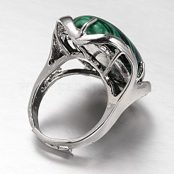 Regolabile in ottone ovale malachite squilla a banda larga&nbsp;RJEW-L062-03K
