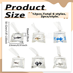 12 шт. подвески в виде золотых рыбок из прозрачной смолы 6 цветов&nbsp;RESI-LP0001-37B