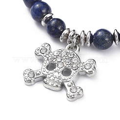 Braccialetti con ciondoli elasticizzati in lapislazzuli naturali (tinti).&nbsp;BJEW-JB04931-01