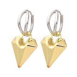 Двухцветные латунные серьги-кольца в форме сердца&nbsp;EJEW-D322-12GP-02B