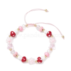 3 bracelet tressé en perles acryliques florales pour femmes&nbsp;BJEW-MZ00192