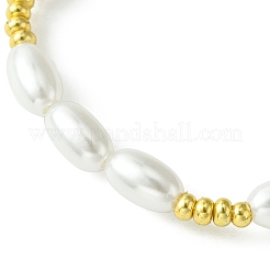 Braccialetti elasticizzati da donna con perline di riso in plastica ABS imitazione perla&nbsp;BJEW-JB10577