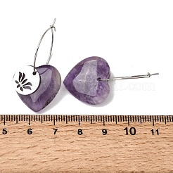 Pendientes de aro de amatista natural y acero inoxidable 304 para mujer&nbsp;EJEW-G475-02P-08