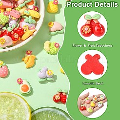 55 шт. 11 стиля непрозрачной смолы декоден цветок и фрукты кабошоны&nbsp;RESI-CJ0004-10