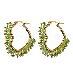 Pendientes de aro con semillas de vidrio para mujer&nbsp;EJEW-MZ00797-02