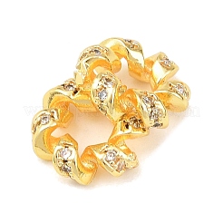 Витое кольцо из латуни с микропаве из прозрачных кубических цирконий&nbsp;KK-C142-02G